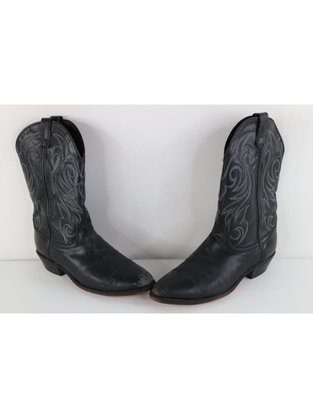 Vintage 90s Streetwear Mens 11 EE Tribal Western Leather Cowboy Boots Black USA
